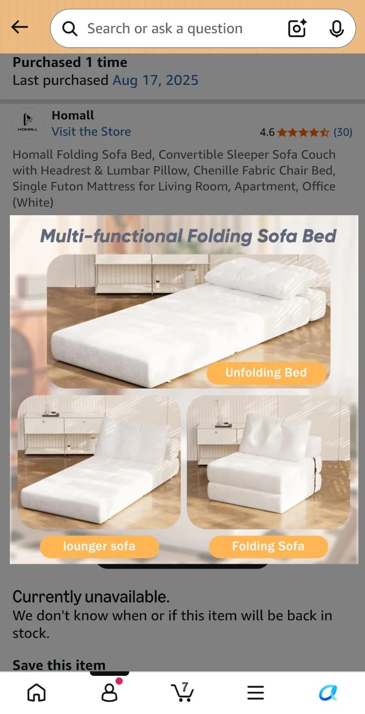 FREE Folding Sofa Bed Chair - White - photo 5