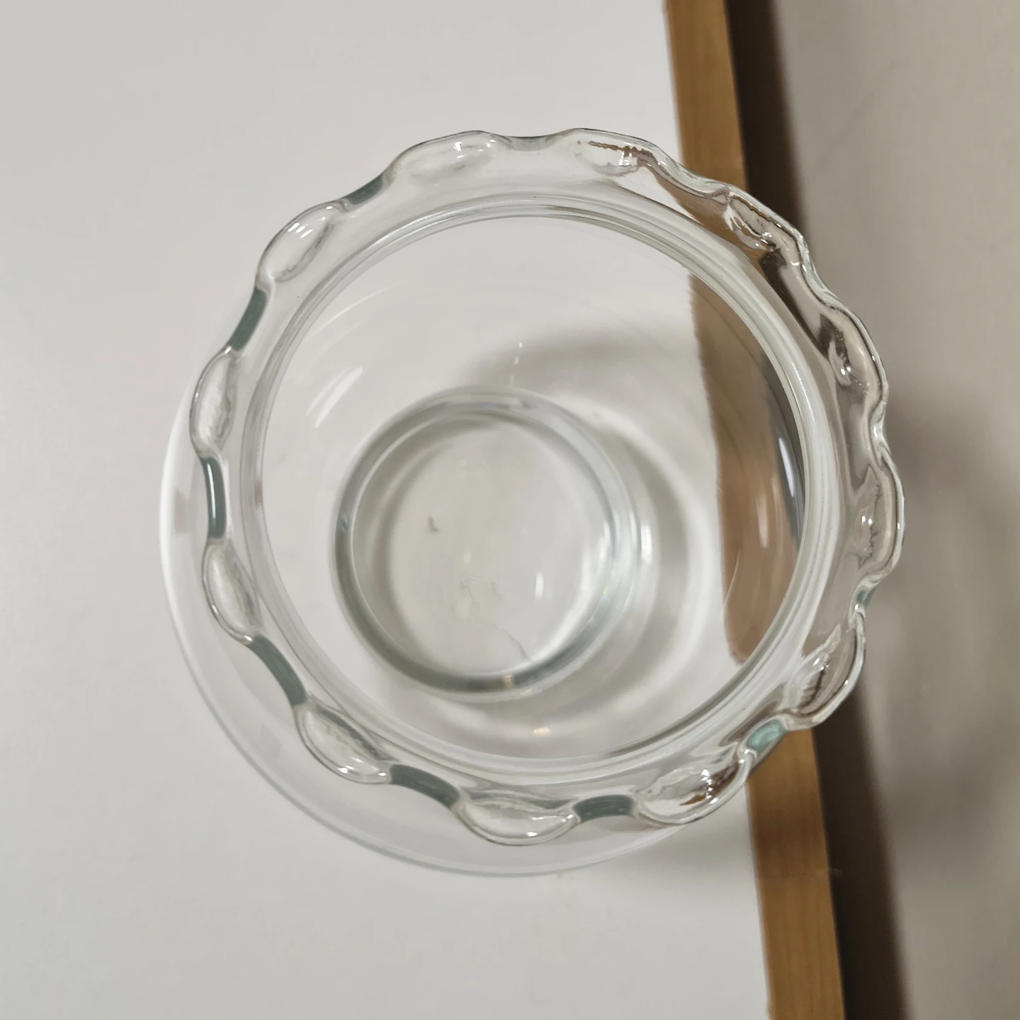 Glass Candle Holder with Scalloped Rim - photo 2