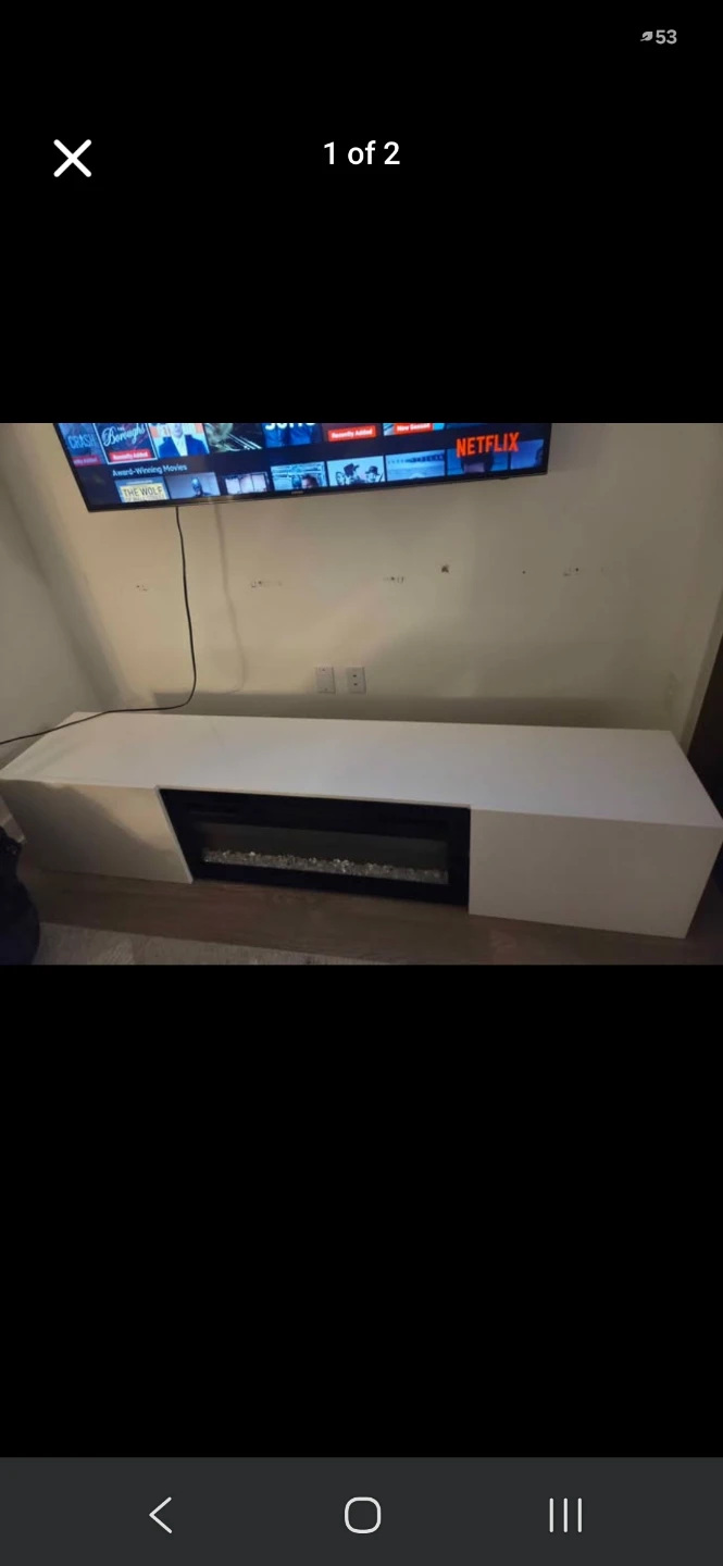 White Media Console with Electric Fireplace