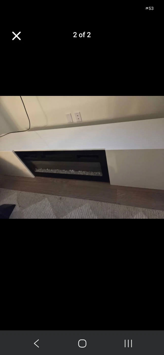 White Media Console with Electric Fireplace - photo 2