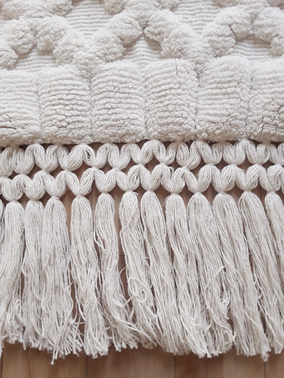 Boho Cream Textured Macrame Wall Hanging with Tassels - photo 4