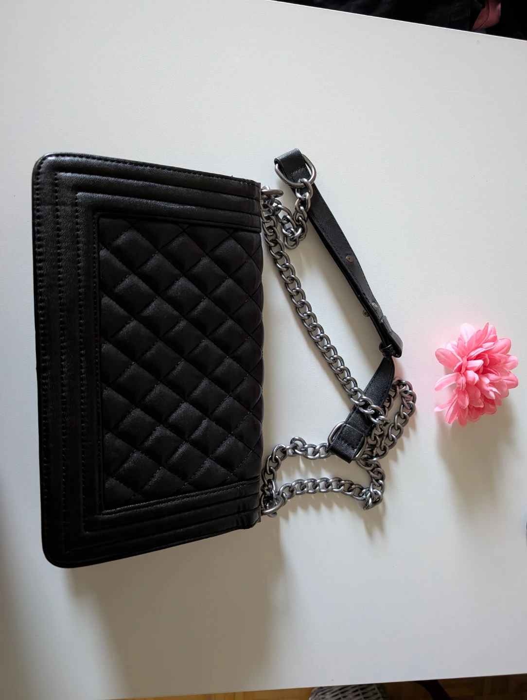 Black Quilted Handbag with Chain Strap - photo 2