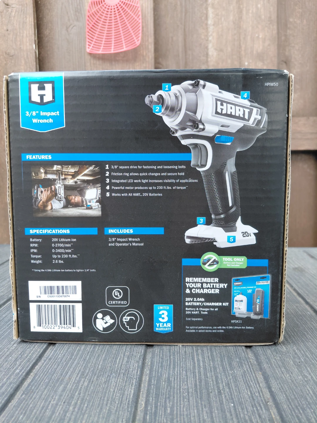 HART 20V 3/8" Impact Wrench - Tool Only - photo 3