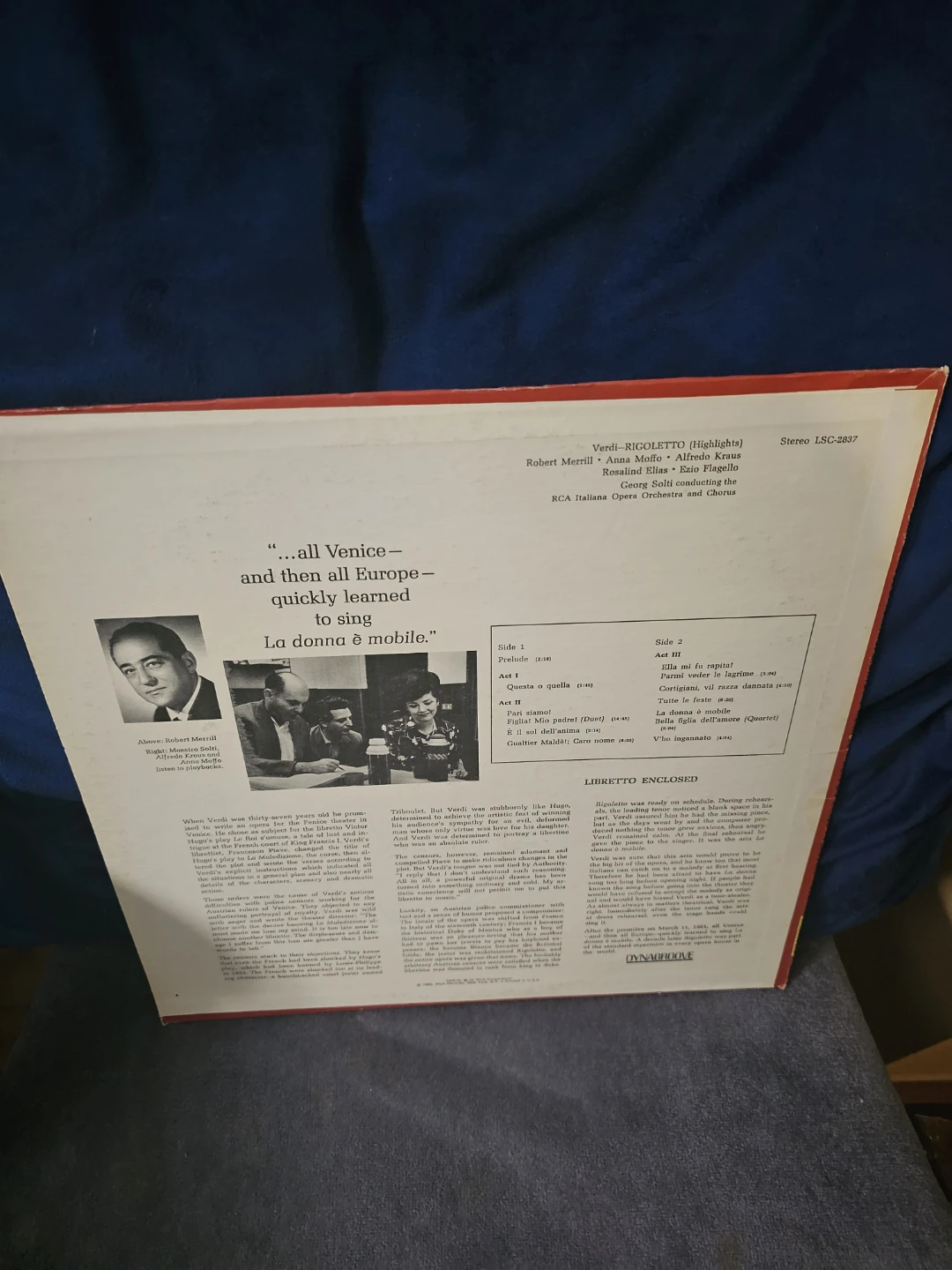 RCA Victor Red Seal Verdi Rigoletto Highlights Vinyl Record - photo 2