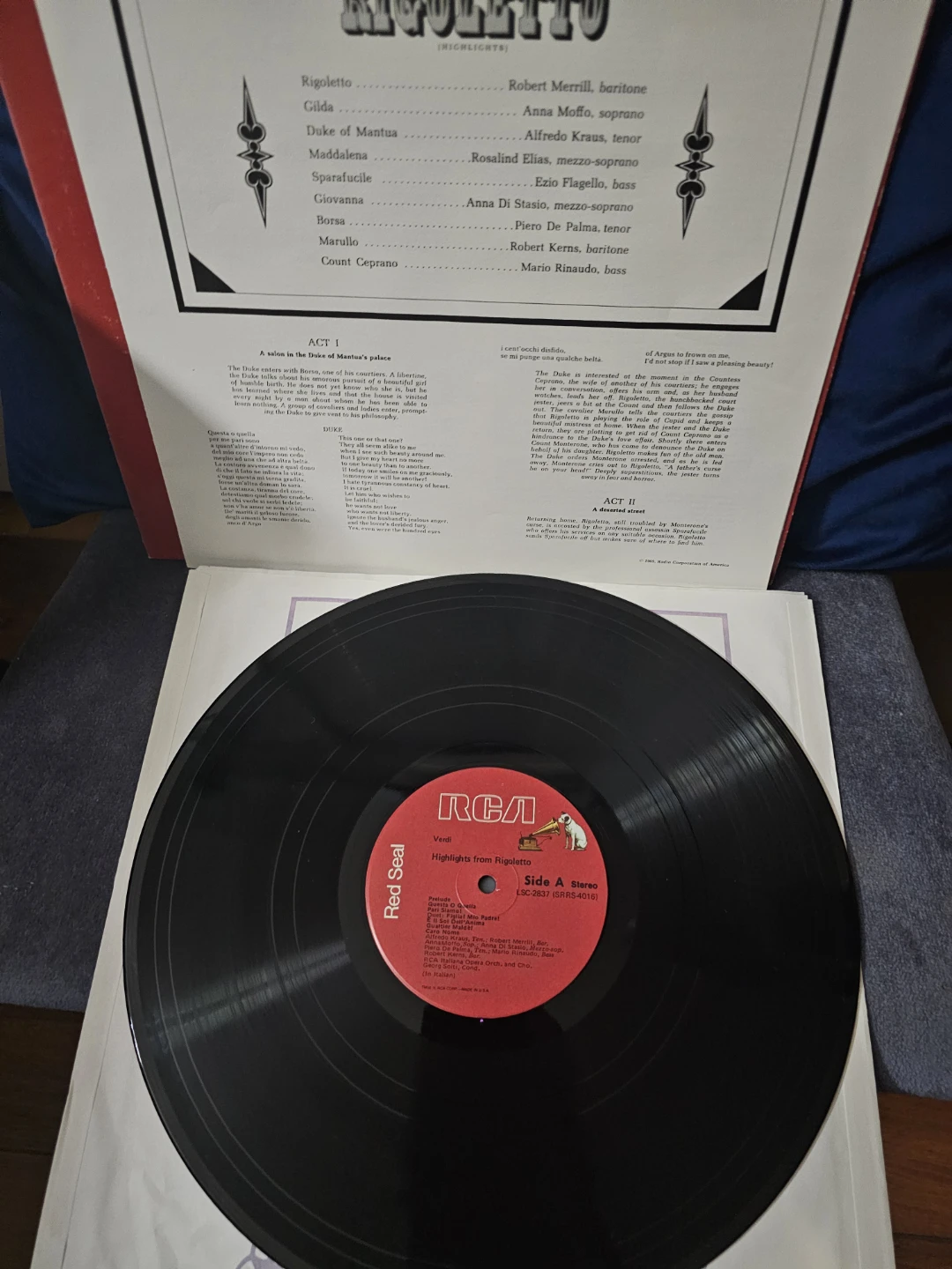 RCA Victor Red Seal Verdi Rigoletto Highlights Vinyl Record - photo 3
