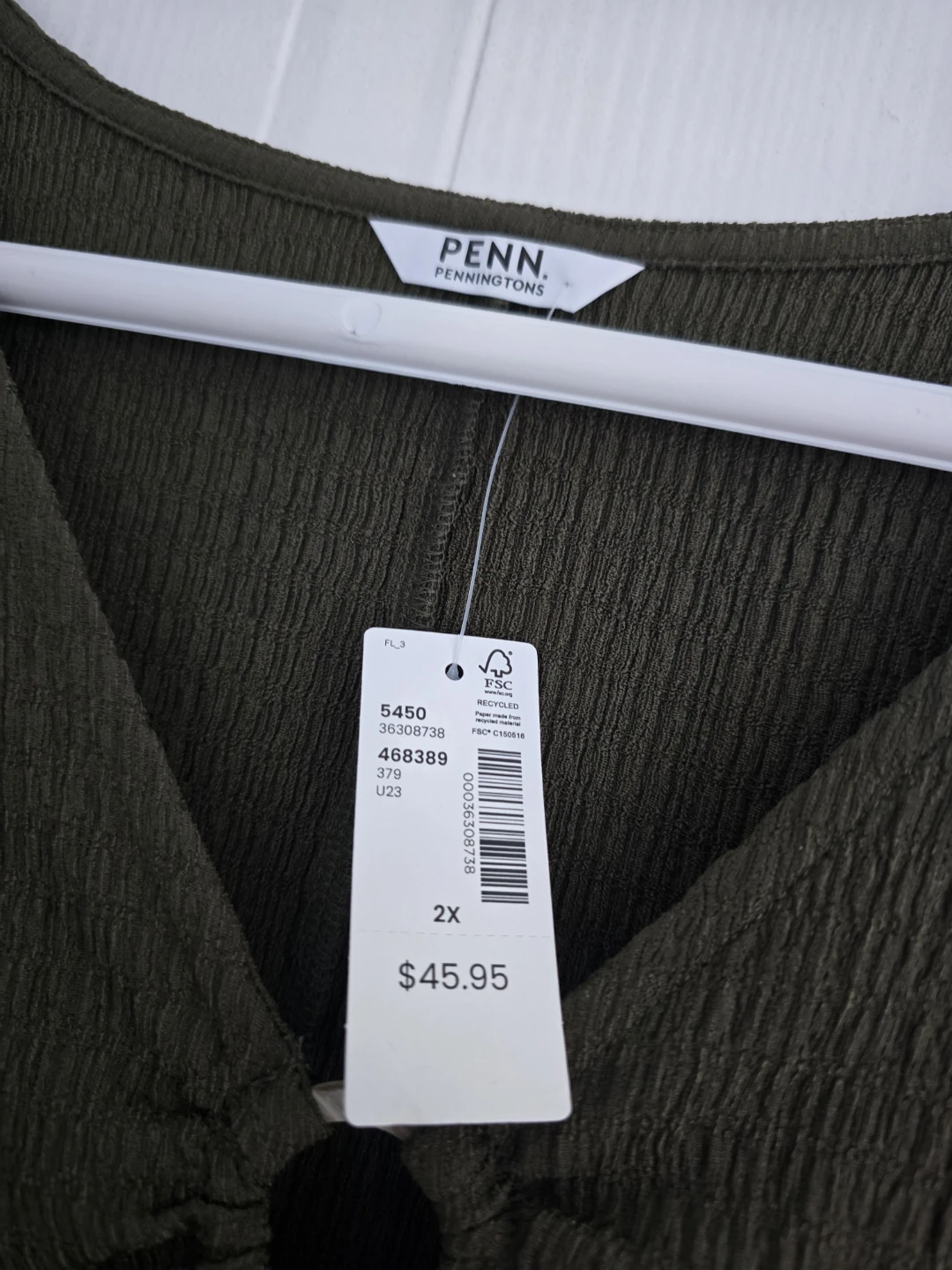 PENNINGTONS Olive Green Textured V-Neck Top - photo 2