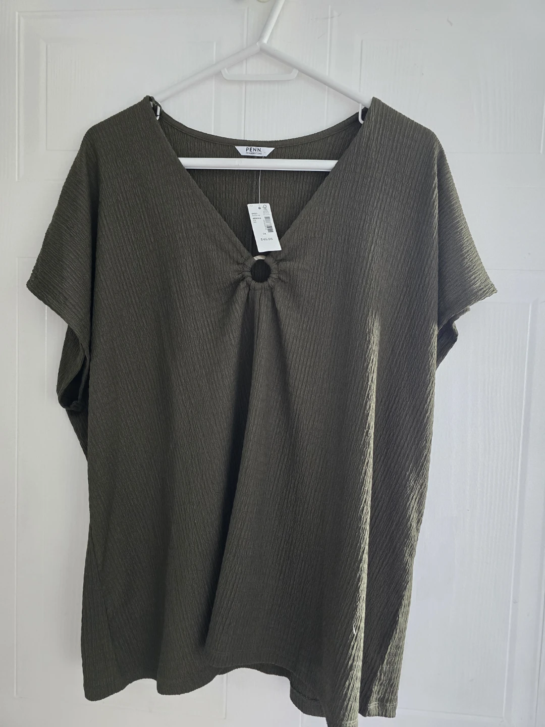 PENNINGTONS Olive Green Textured V-Neck Top - photo 3