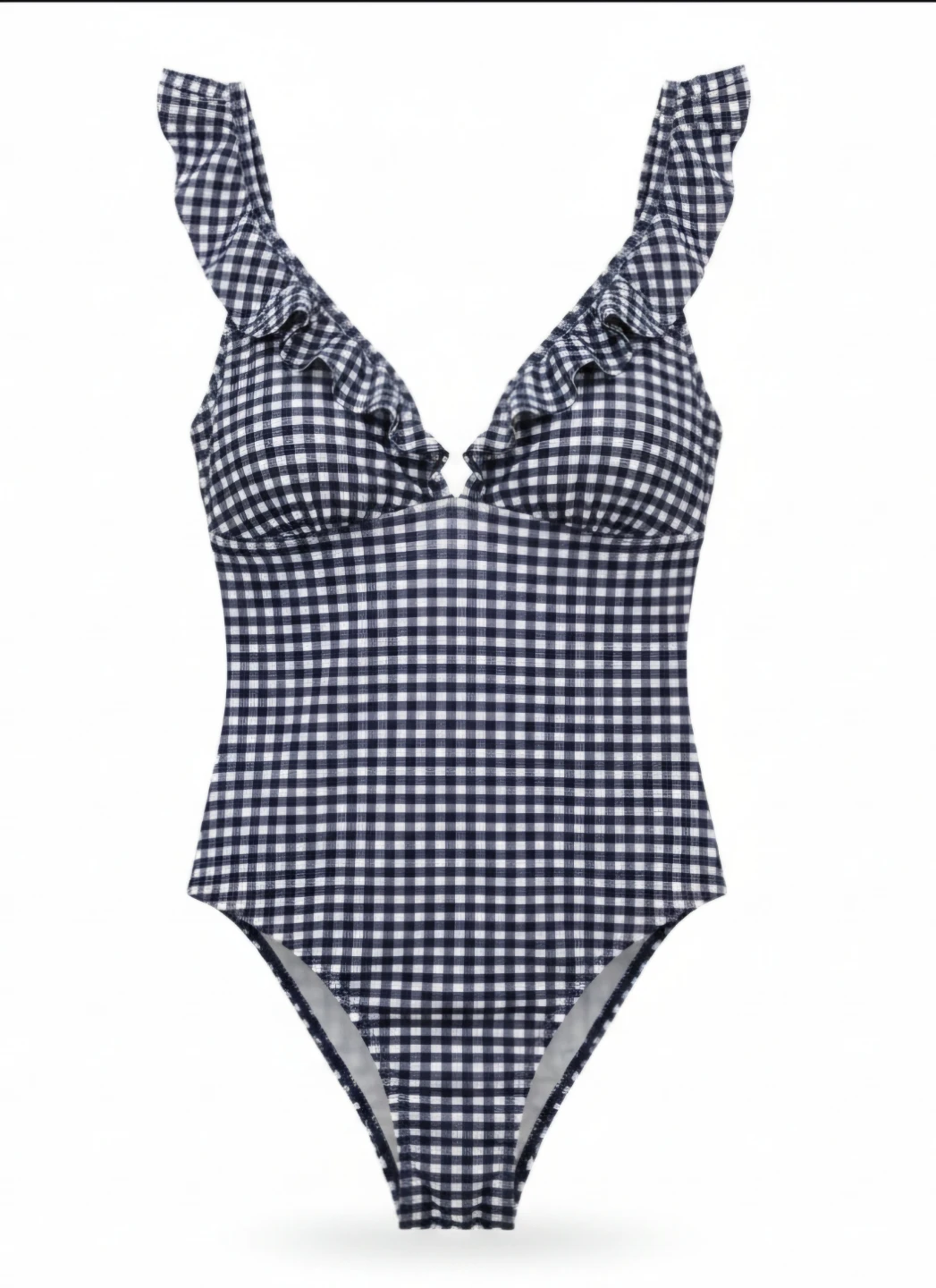 J.Crew Gingham Ruffle One-Piece Swimsuit Size 10