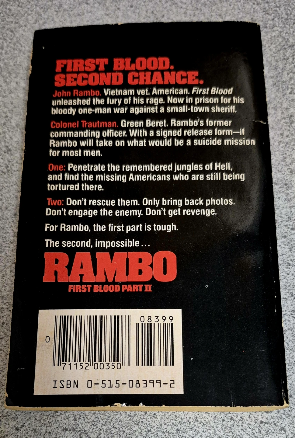 Rambo: First Blood Part II Paperback Movie Tie In Novel - photo 2