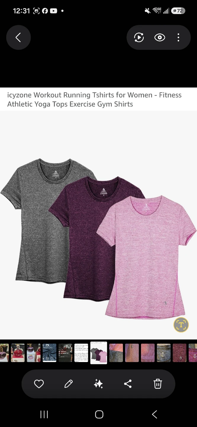 icyzone Workout Running Tshirts for Women - 3 Pack