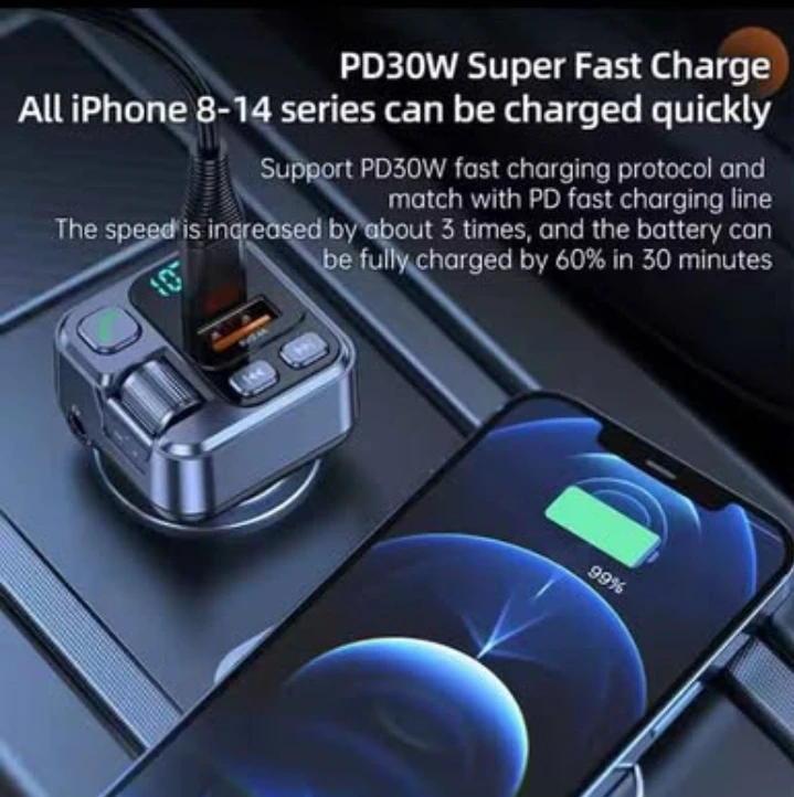 Bluetooth FM Transmitter Car Charger PD 30W - photo 5