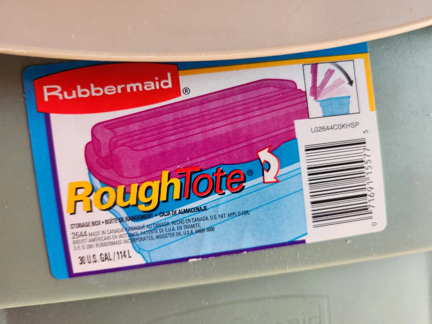 Rubbermaid Rough Tote 30 U.S. GAL / 114 L Storage Box - photo 2