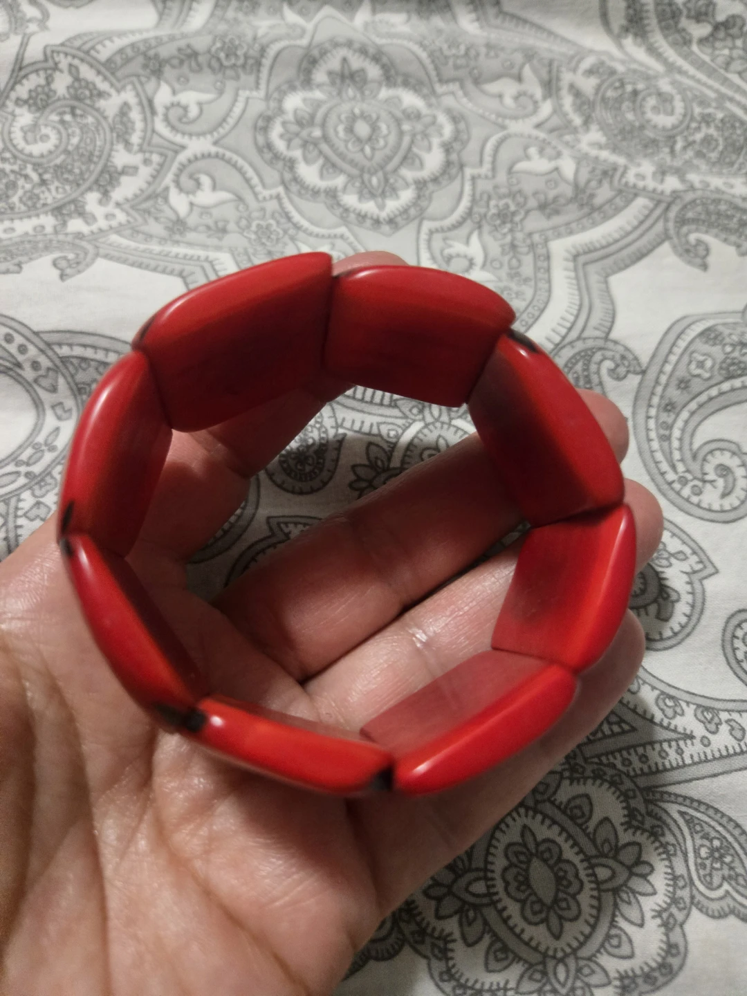 Red Tagua Nut  Stretch Bracelet - photo 2