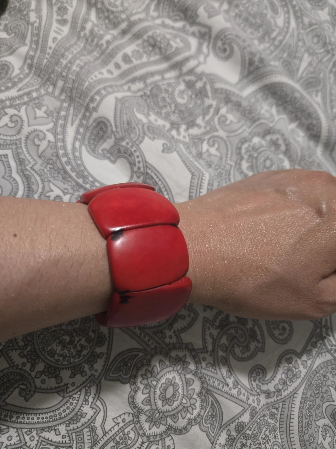 Red Tagua Nut  Stretch Bracelet - photo 3