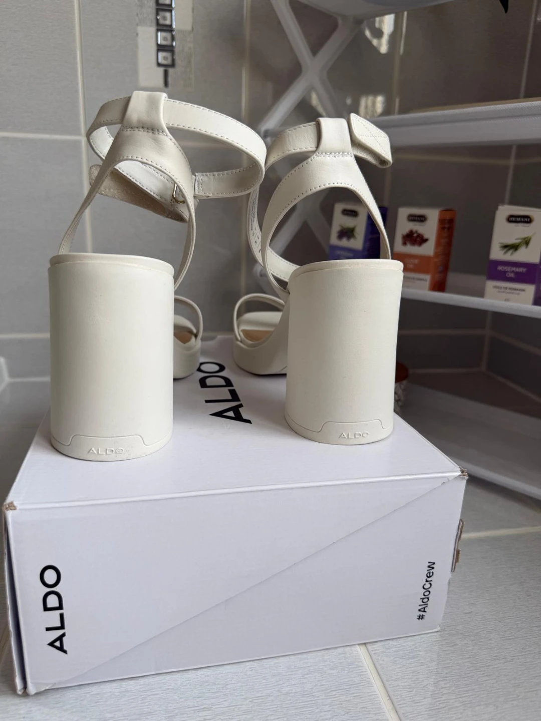 White ALDO Block Heel Sandals Size 10 - photo 2
