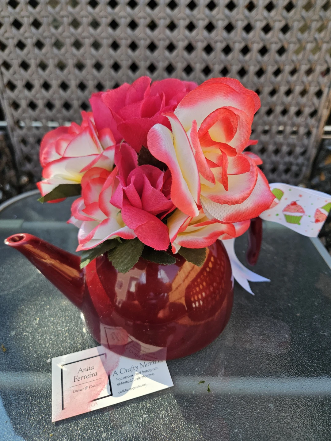Decorative Teapot with Faux Flowers