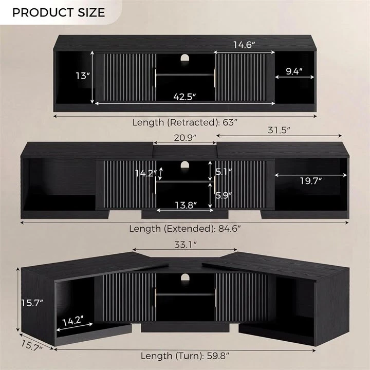 Brown Extendable Media Console TV Stand - photo 3