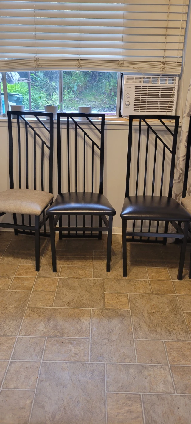 Set of 4 Dining Chairs - Black Metal Frame - photo 2