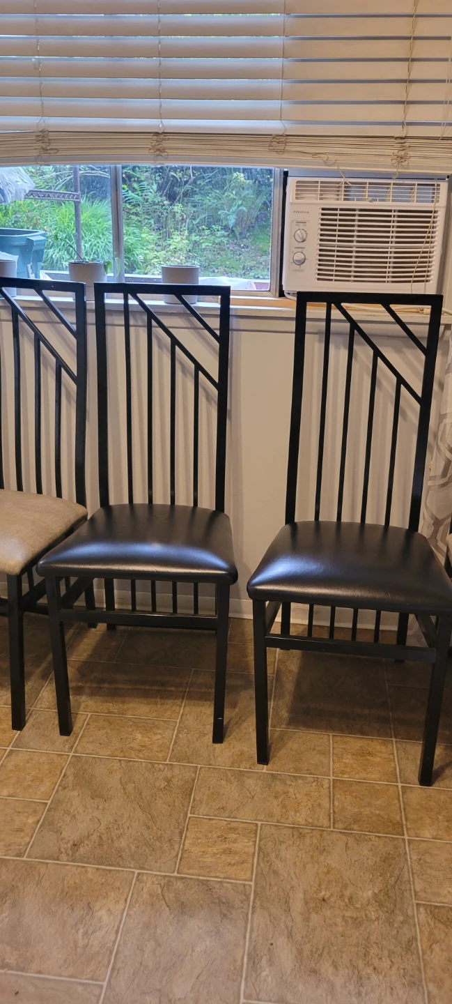 Set of 4 Dining Chairs - Black Metal Frame - photo 3