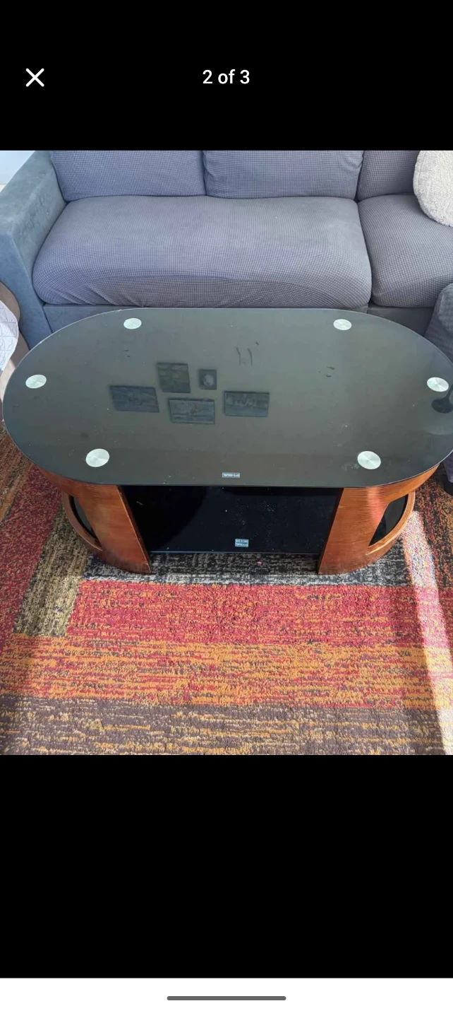 Oval Coffee Table with Glass Top  (WxDxH): 43 x 24 x 18 in - photo 2