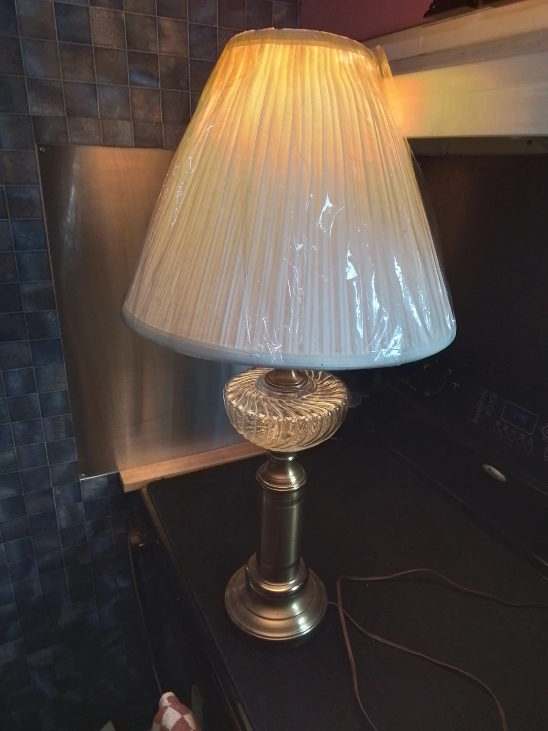 Vintage Brass and Glass Table Lamp