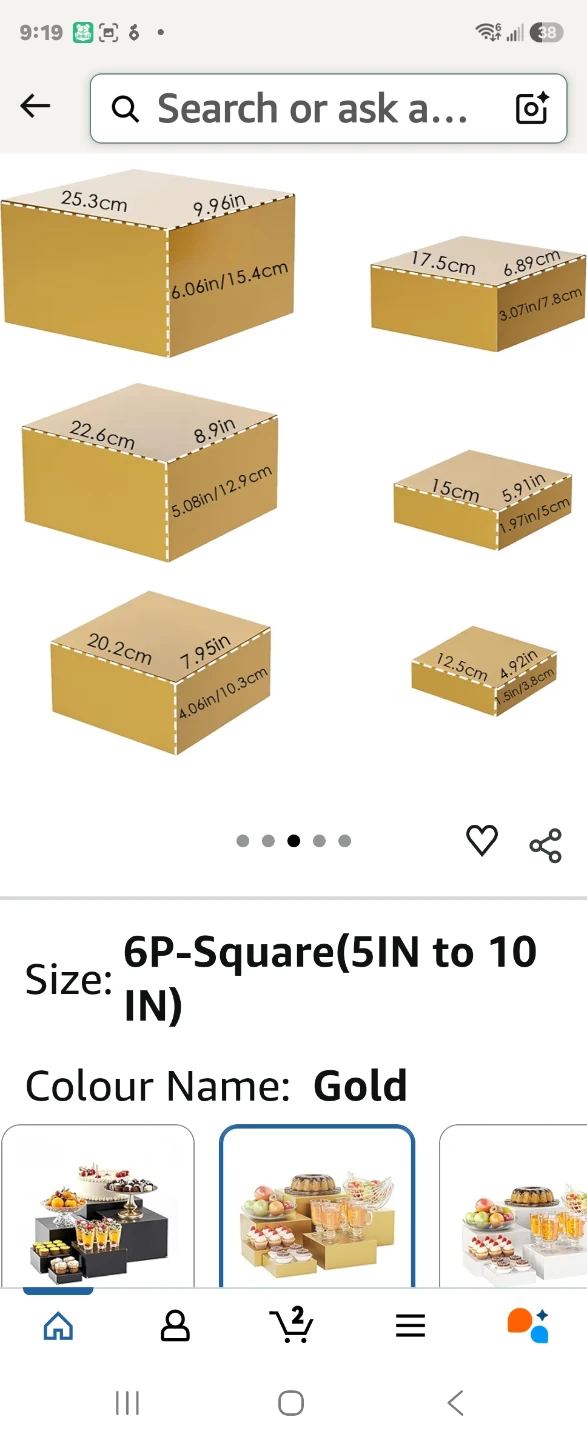 6 Piece Gold Square Display Risers - photo 2