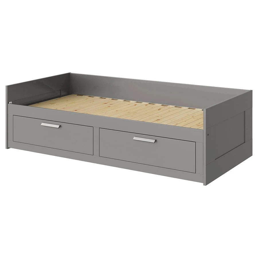 BRIMNES Daybed frame with 2 drawers, gray