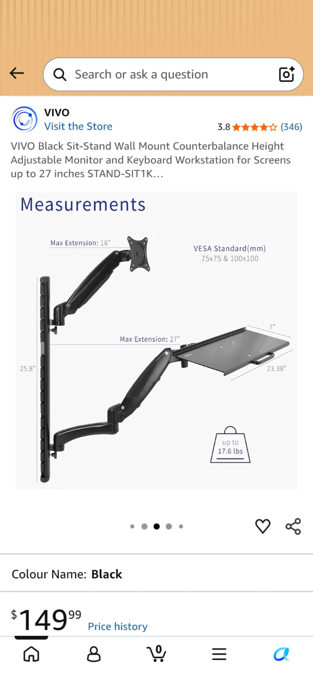 UNOPENED BNIB - VIVO STAND-SIT1K Sit-Stand Wall Mount - photo 3