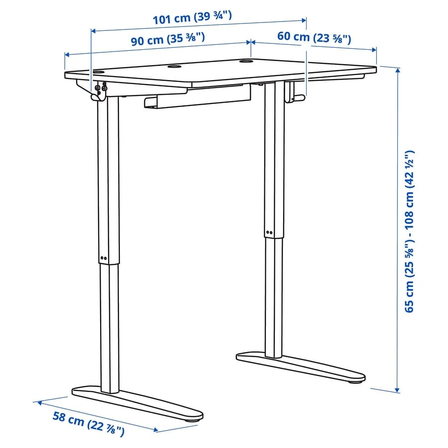 IKEA Sturdy Adjustable Standing Desk - White - photo 5