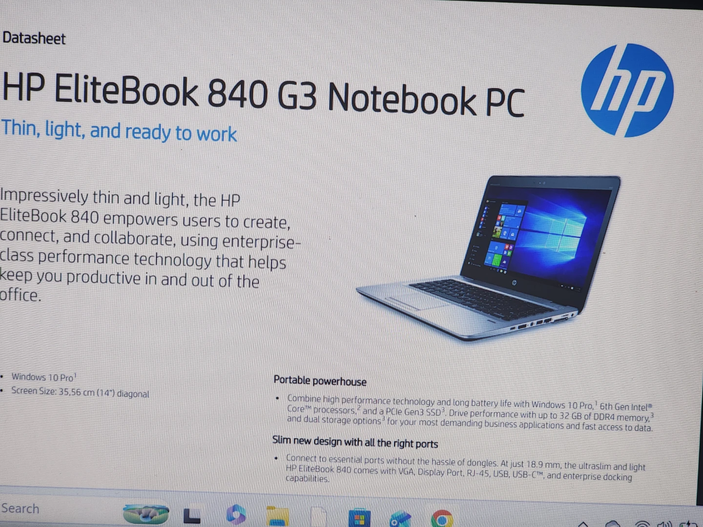 HP EliteBook 840 G3 Laptop - i7-6600U, 8GB RAM, 256GB SSD - photo 5