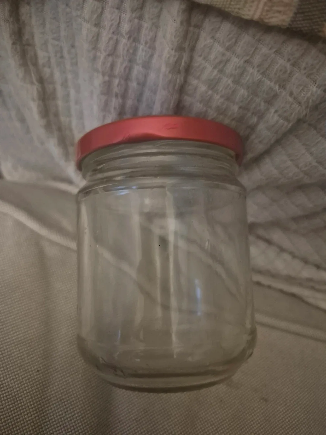 Glass Jar with Red Lid