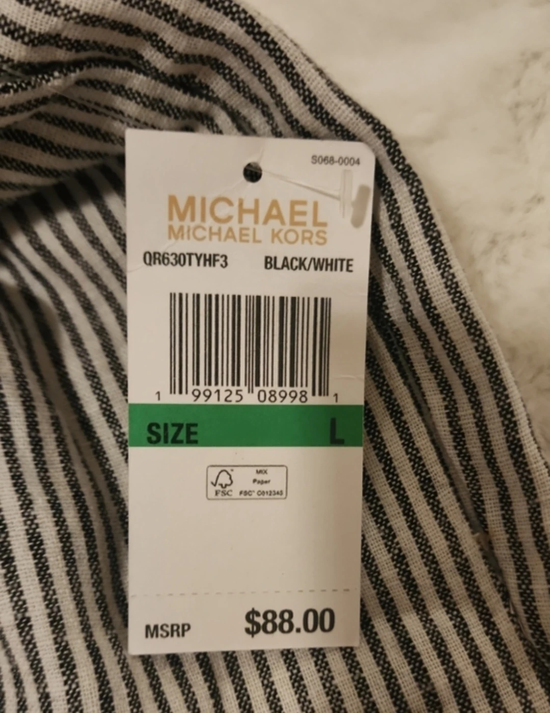Michael Kors Striped High-Waist Shorts Size L NWT - photo 3