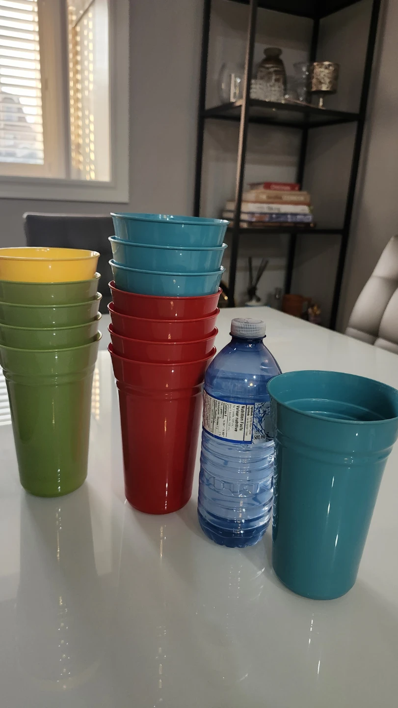 Set of 13 colourful plastic cups