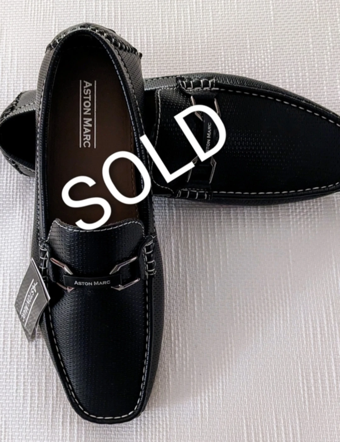 Aston Marc Black Leather Loafers - New