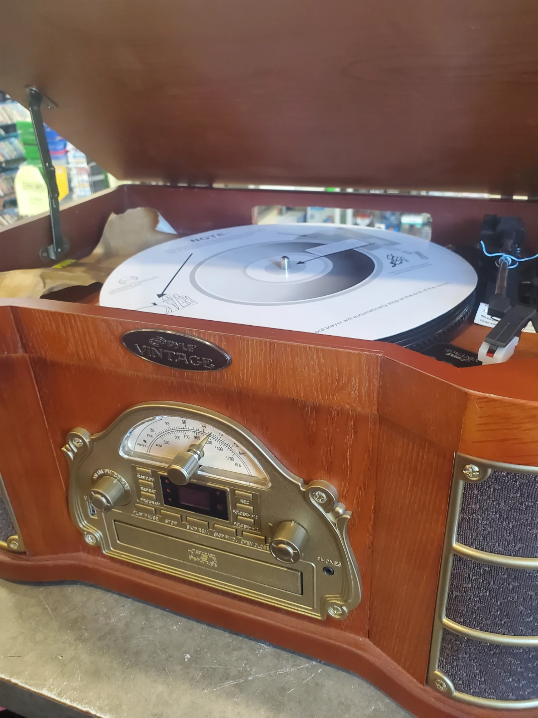 PYLE Vintage Record Player with CD and Radio