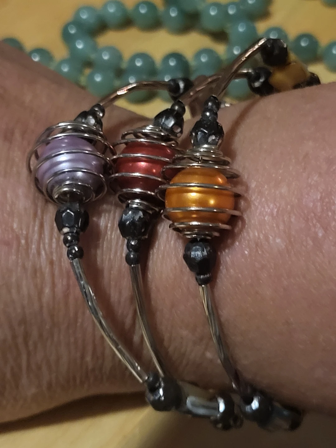 Set of 3 Coil Cage Beaded Bracelets - photo 4