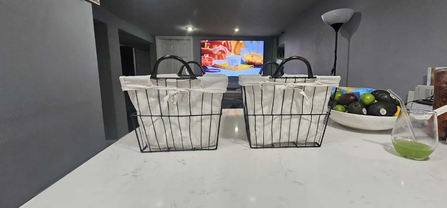 Set of 2 Wire Storage Baskets with Fabric Liners