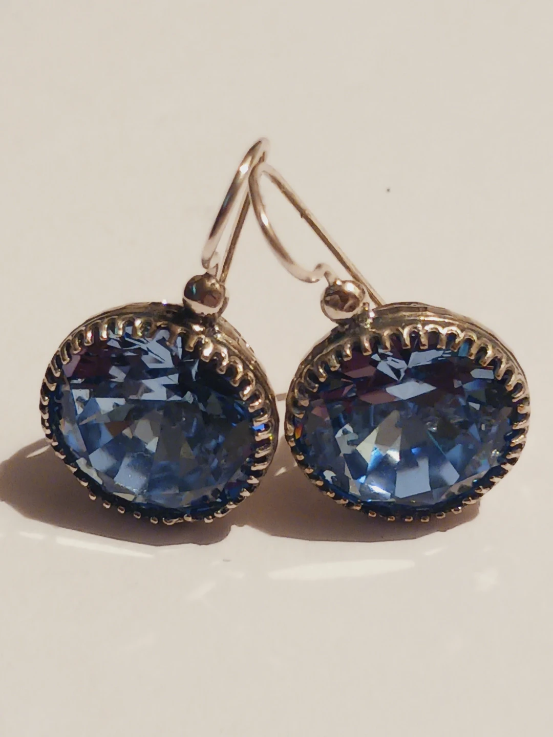 New !! Silver Plated Blue Gemstone Drop Earrings - photo 4