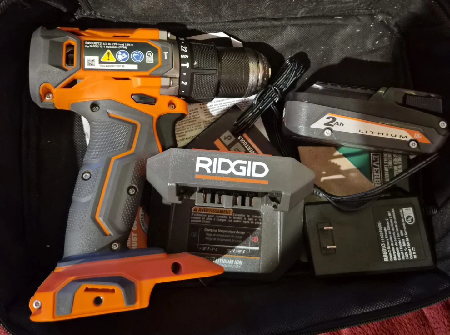 RIDGID hummer drill/driver kit-battery, charger and carrying bag - photo 3