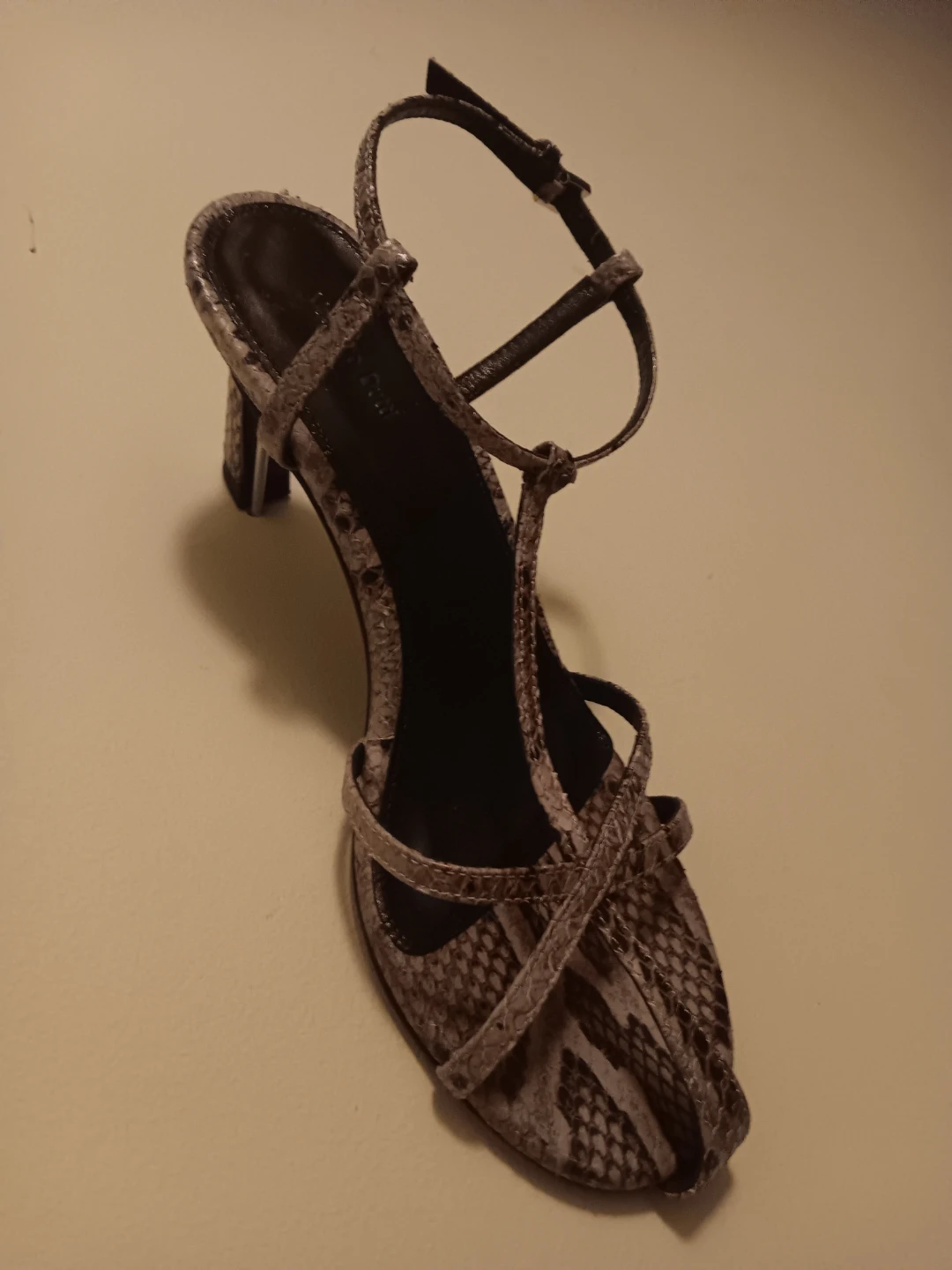Massimo Dutti Women's Strappy Snake Print Heels