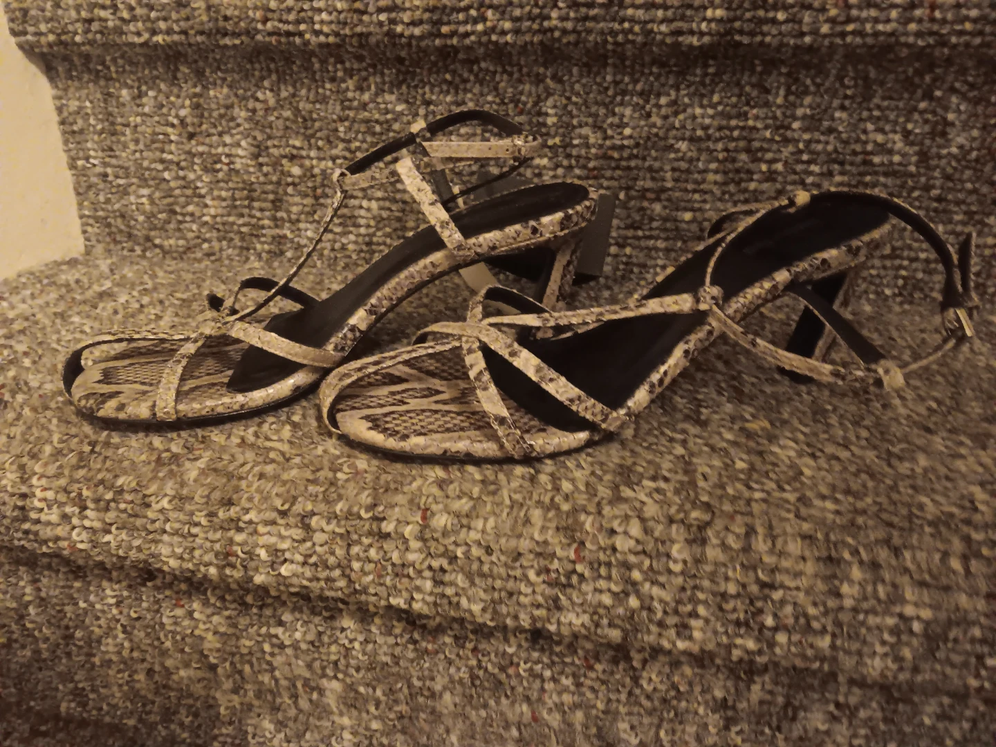 Massimo Dutti Women's Strappy Snake Print Heels - photo 2