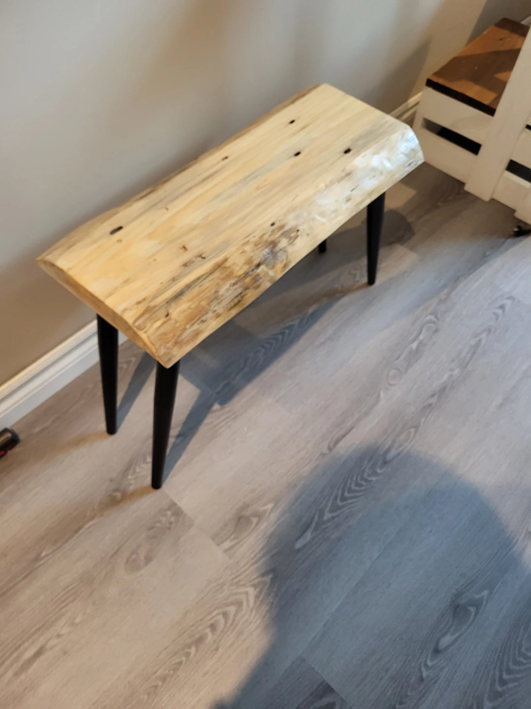 Live Edge Wooden Plant Stand with Black Legs