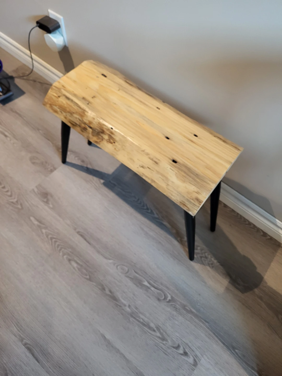 Live Edge Wooden Plant Stand with Black Legs - photo 2