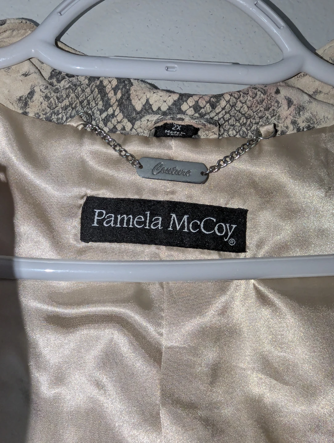 Pamela McCoy Snake Print Faux Leather Jacket with Fringe - photo 2