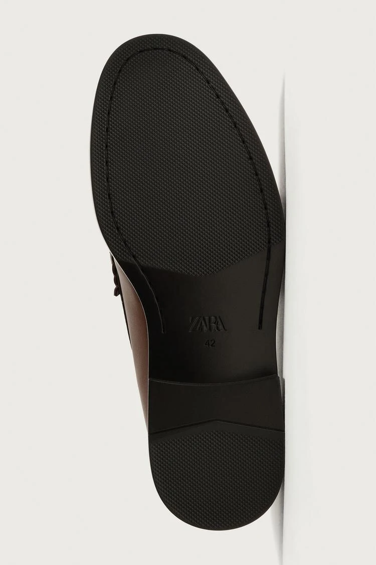 NEW ZARA Brown Leather Tassel Loafers - photo 4
