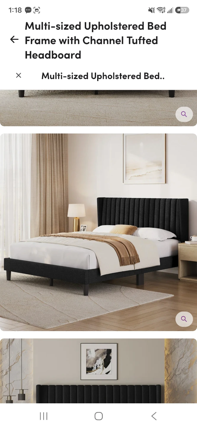 NEED GONE TODAY Queen Upholstered Bed Frame - Black