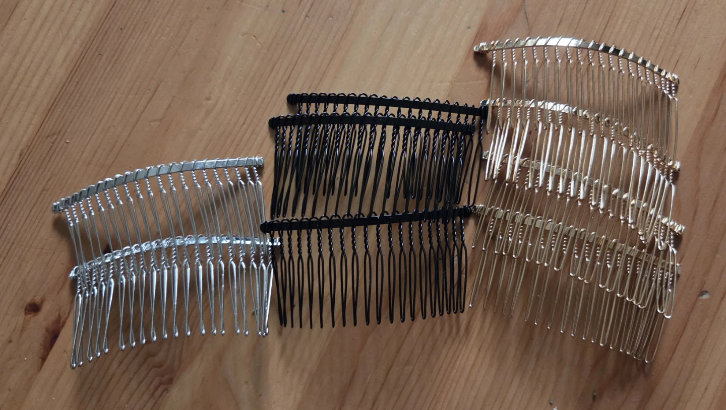 Hair Combs Set (Silver, Black, Gold)