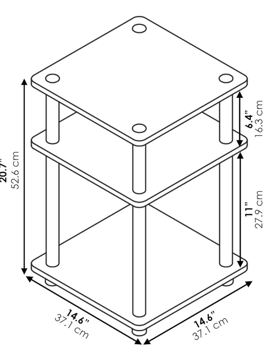Black 3-Tier Side Table - photo 5