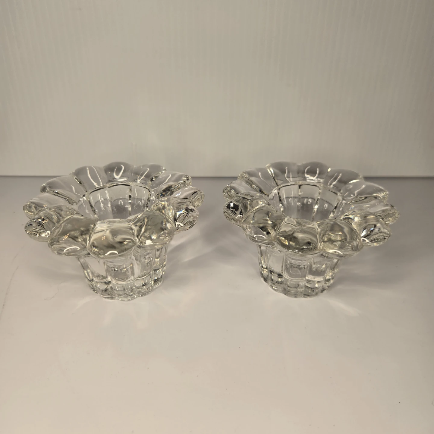 Vintage KIG INDONESIA Crystal Clear Glass Candle Holder (pair)