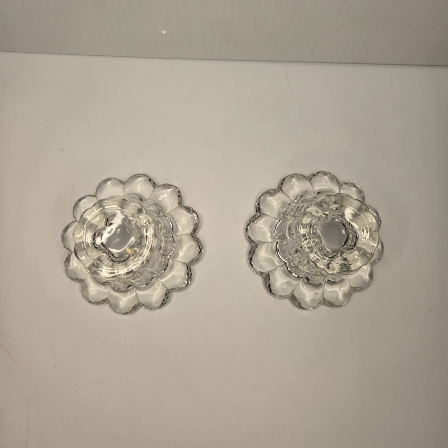 Vintage KIG INDONESIA Crystal Clear Glass Candle Holder (pair) - photo 4